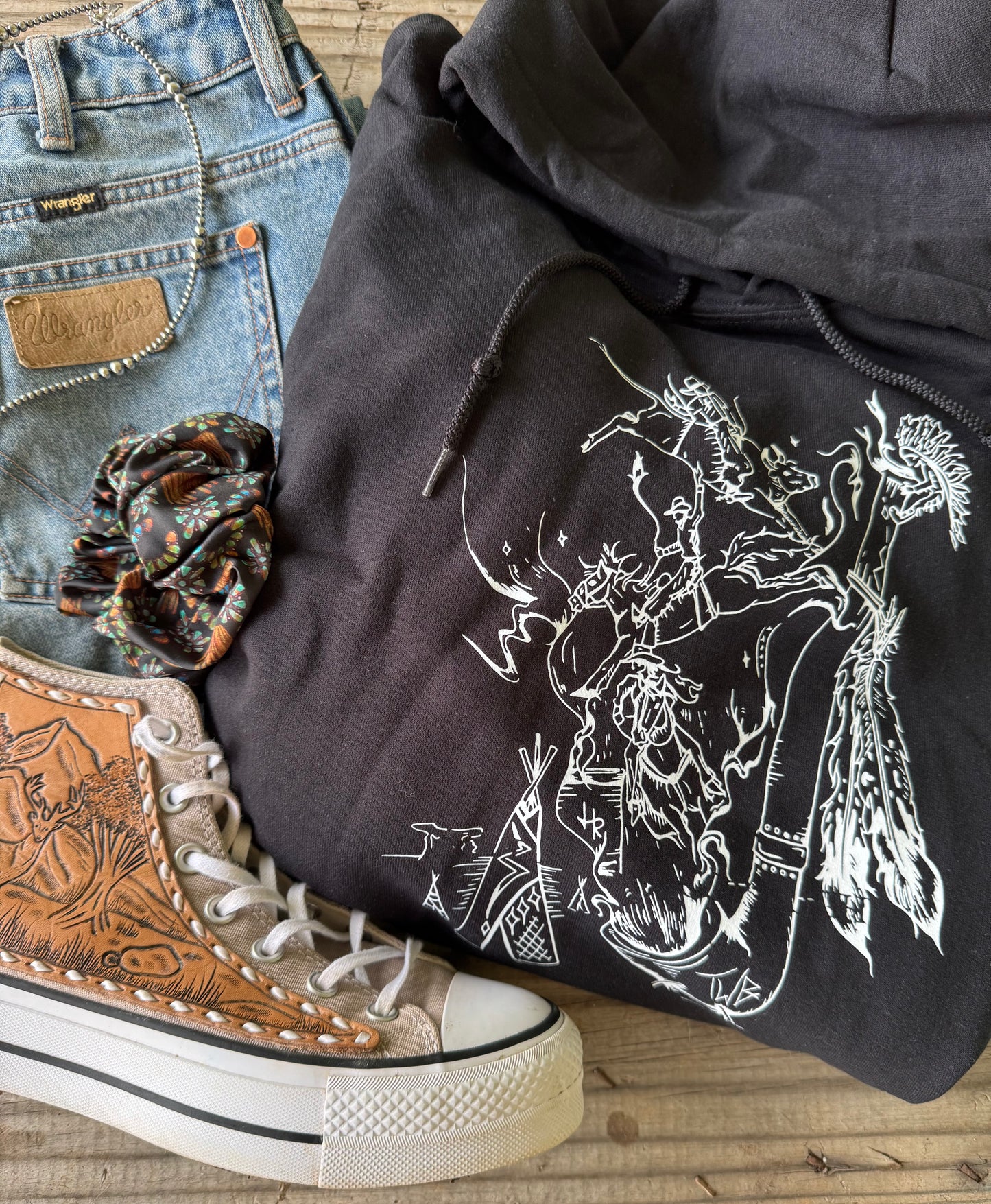 Large B&W Blowin’ Smoke Hoodie