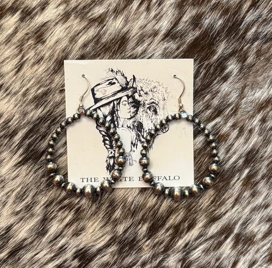Navajo Pearl Circle Hoops