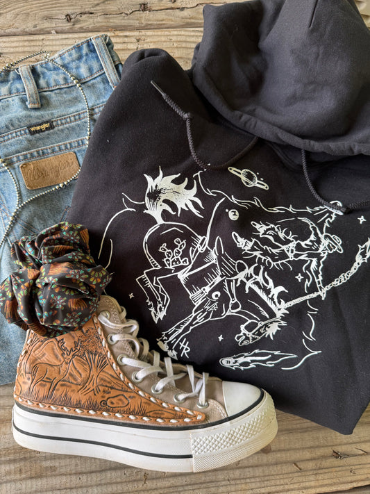Med B&W Space Cowboy Hoodie