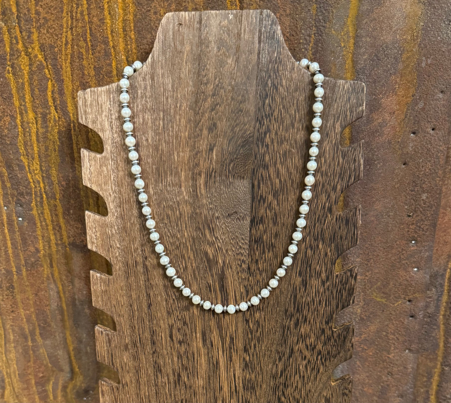 White Pearl w/ Rondelle Bead Necklace