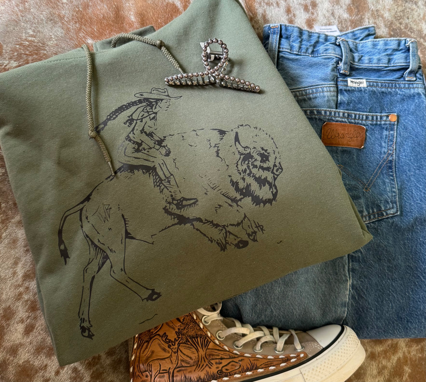 Girl on a Buffalo Hoodie