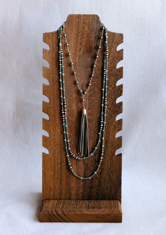 5ft Navajo Pearl Strand w/ turquoise nuggets