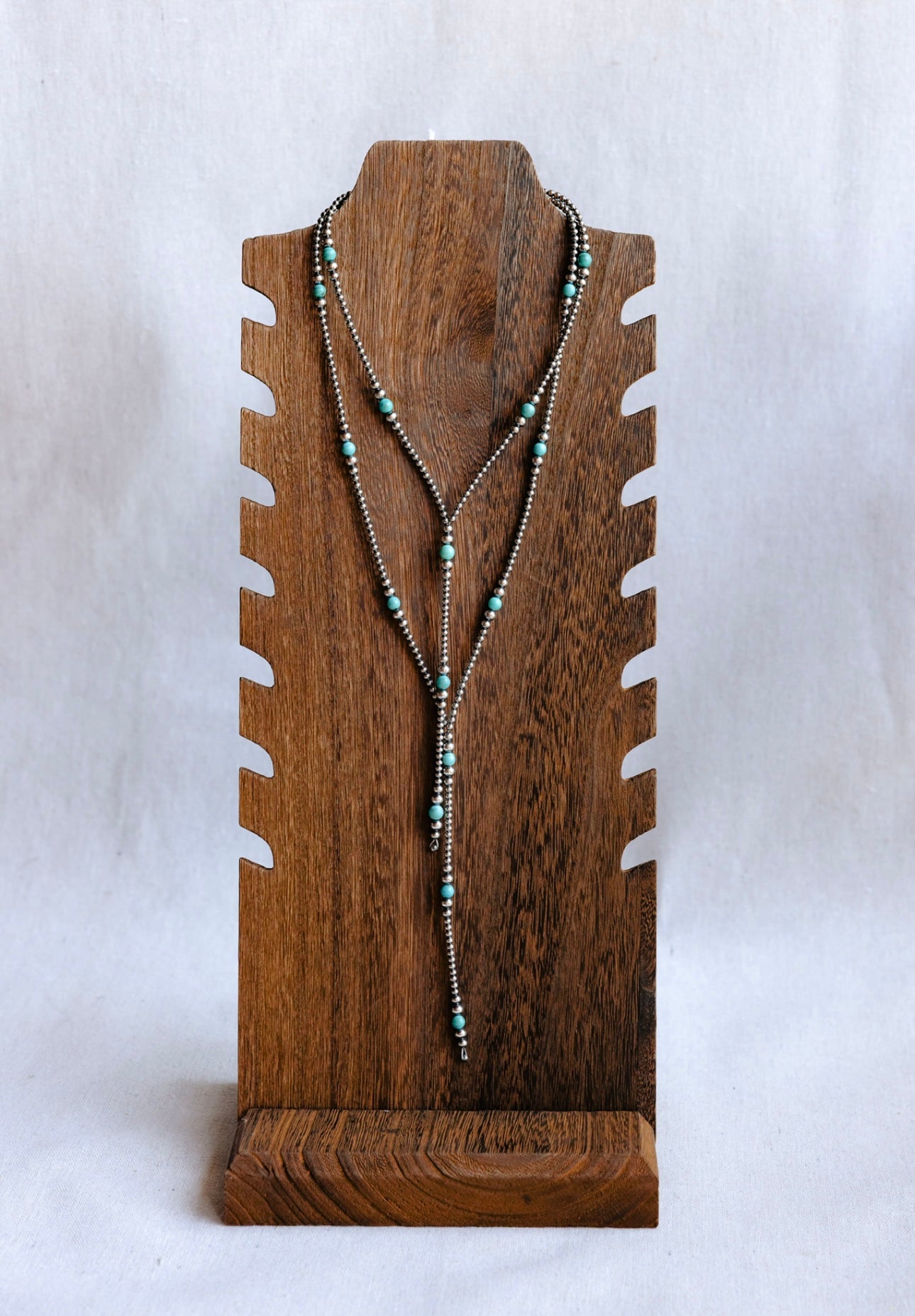 Mixed Graduated Pearl w/Turquoise Lariat
