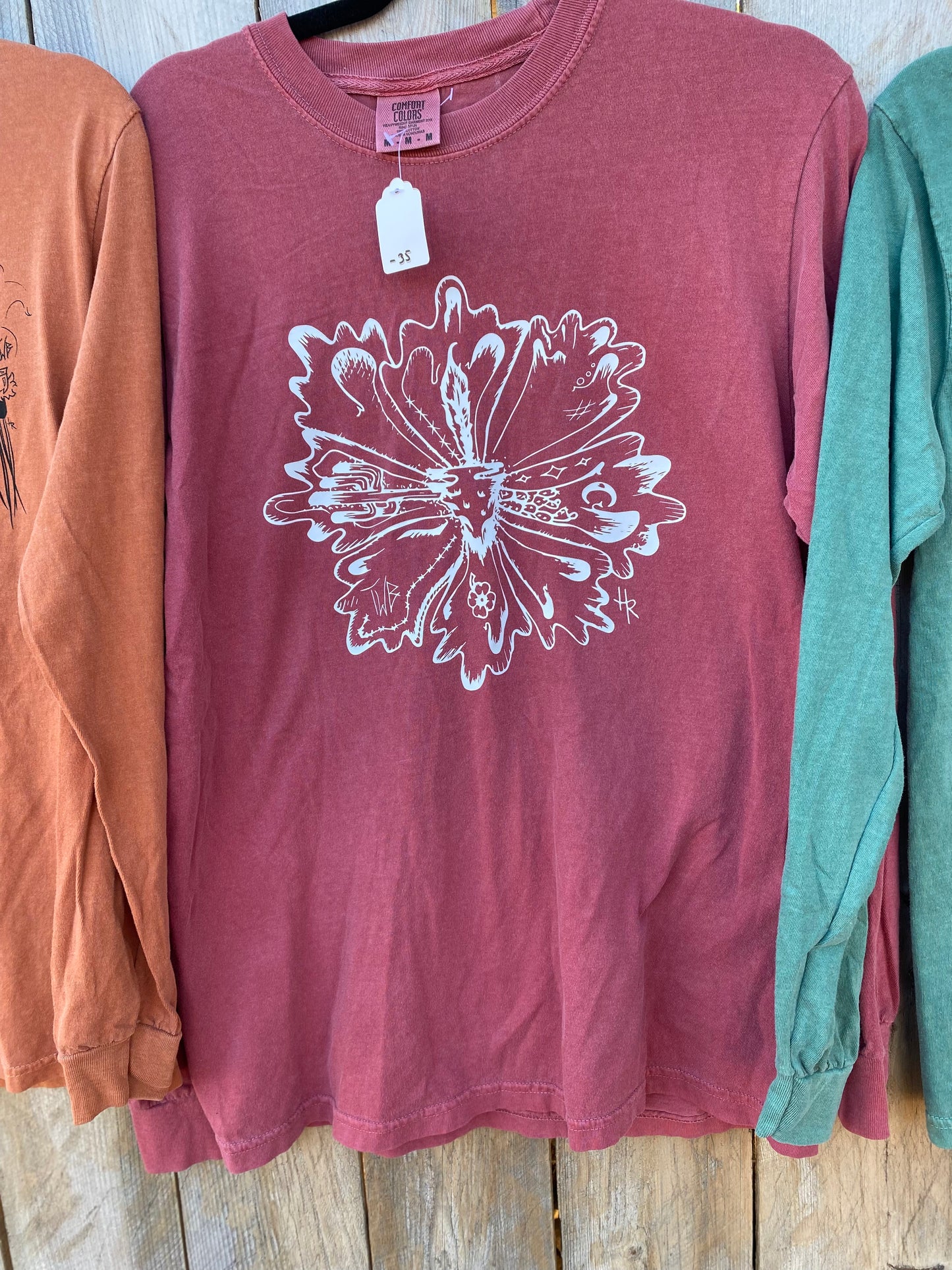 Heather Red Flower Long Sleeve