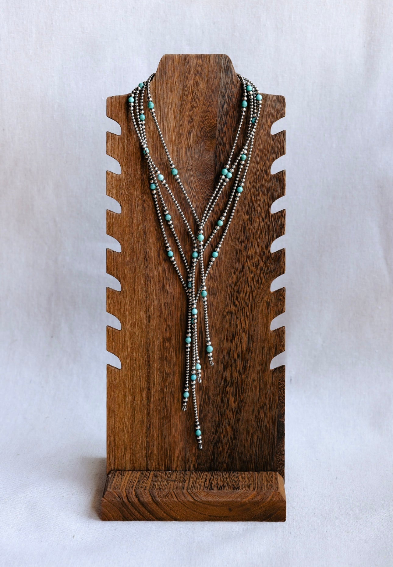 Mixed Graduated Pearl w/Turquoise Lariat