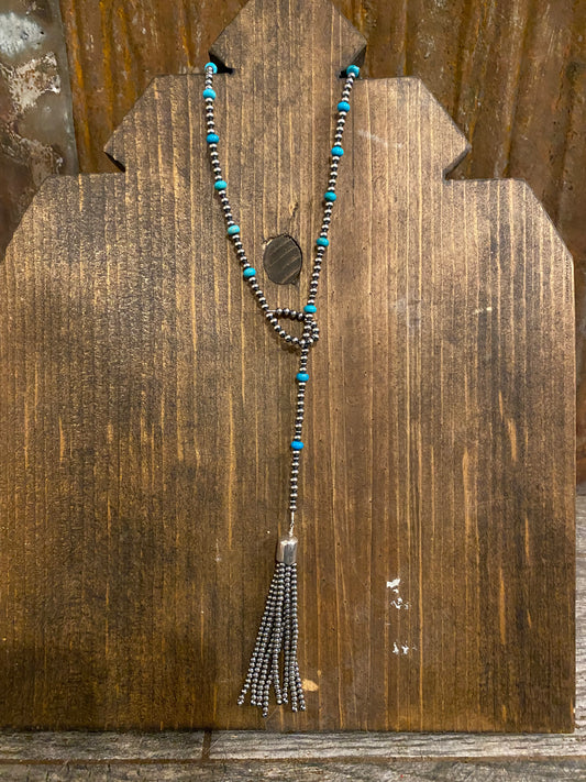 Turquoise and Navajo Pearl Lasso Lariat